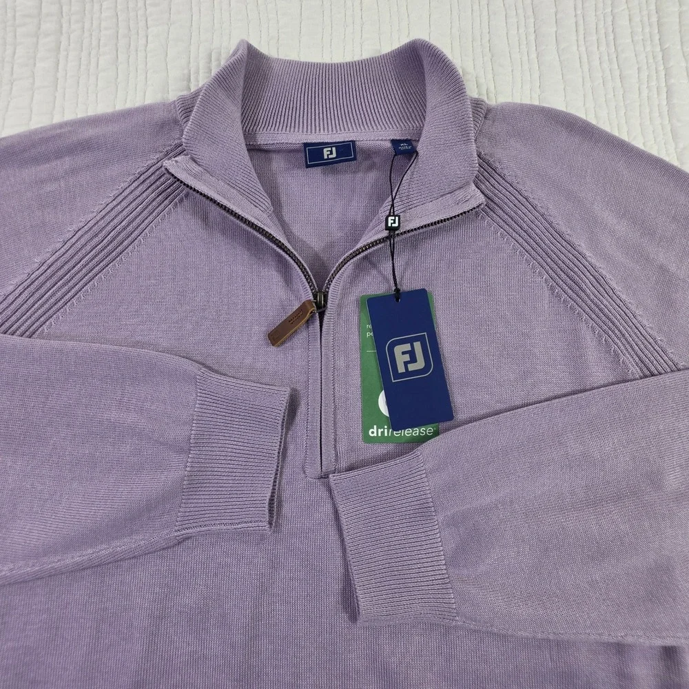 FootJoy NWT XL DriRelease Wool Half Zip Sweater Heather Lavender Golf Pullover